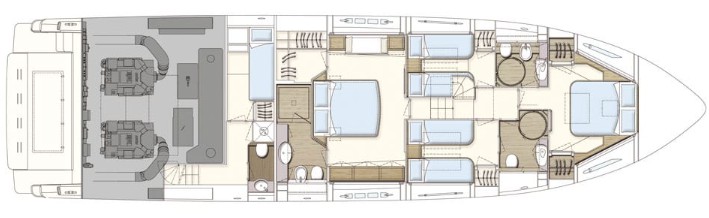 21米法拉帝（Ferretti）690私人飞桥游艇布局图