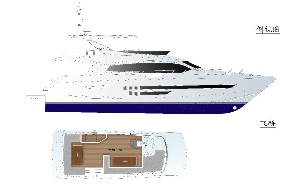 69英尺(23米)国产锦龙75Feet私人豪华游艇布局图