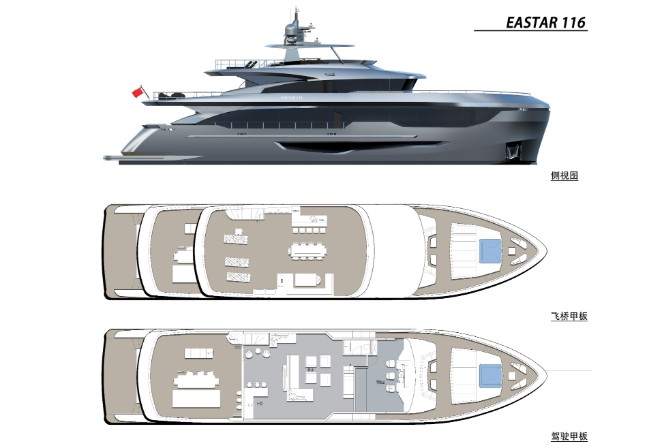 35米(116英尺)国产天域TY116超级游艇布局图