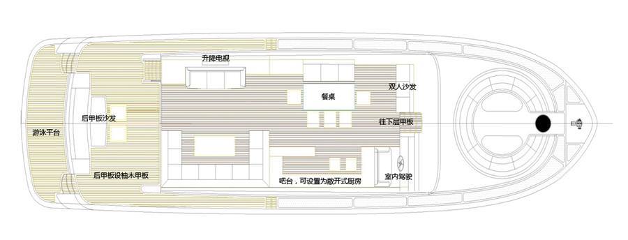 70英尺爱莱格（Allegro）70飞桥游艇布局图1