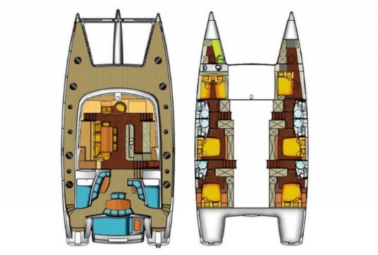 19米枫丹白露（Fountaine Pajot）Galathea65二手双体帆船布局图