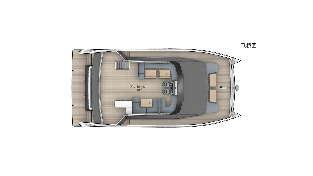 天行者S60Urban双体豪华游艇飞桥布局图