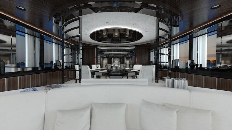 50米Heesen Sky号超级豪华游艇接待区