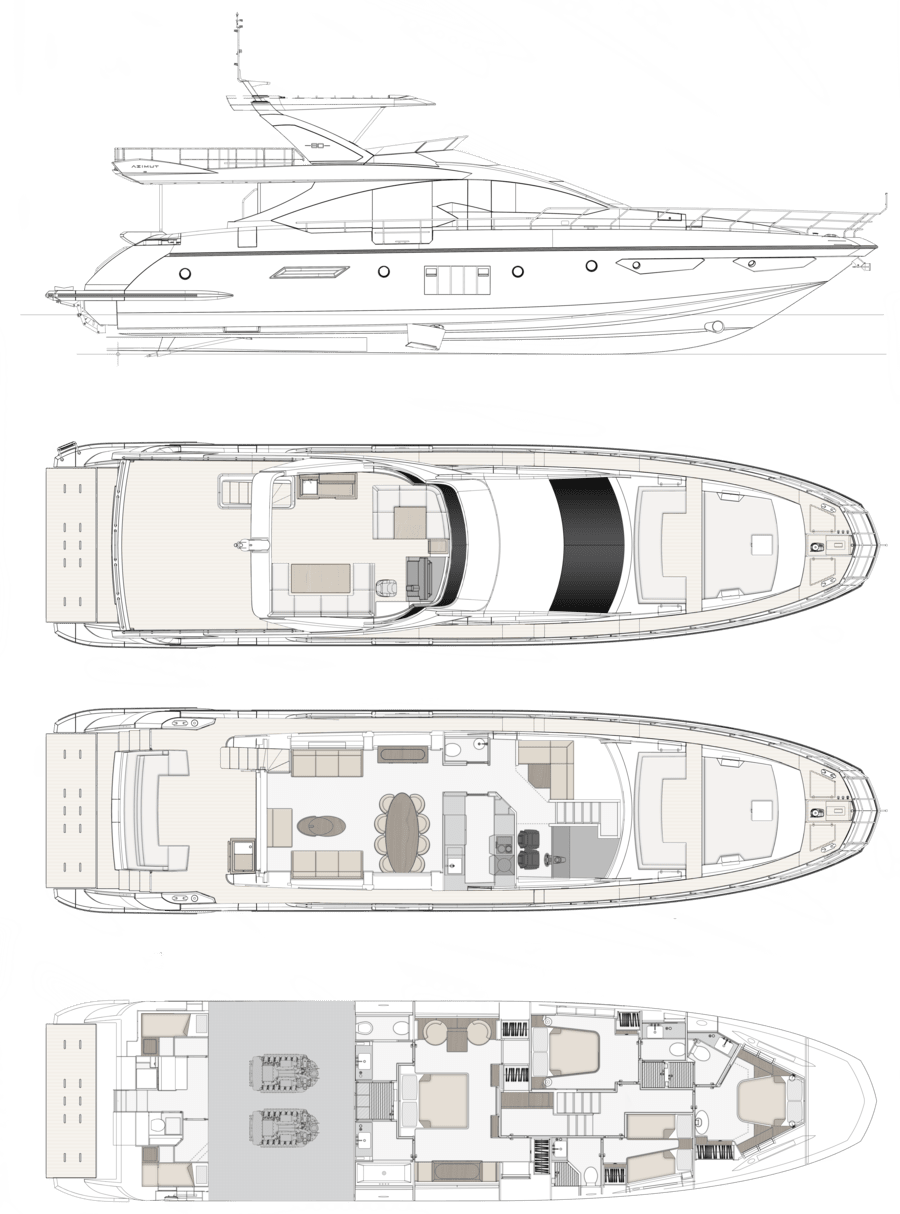 阿兹慕（Azimut）83豪华飞桥游艇布局图