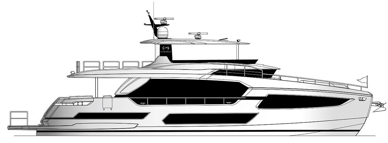 嘉鸿FD75豪华飞桥游艇侧视图