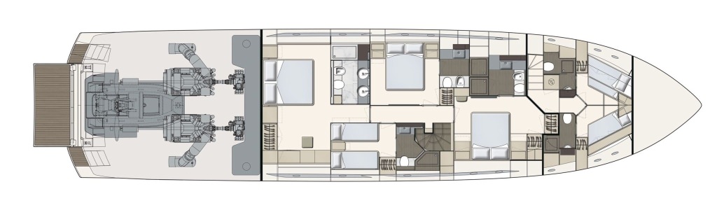 法拉帝（Ferretti）850豪华飞桥游艇暴布局图2