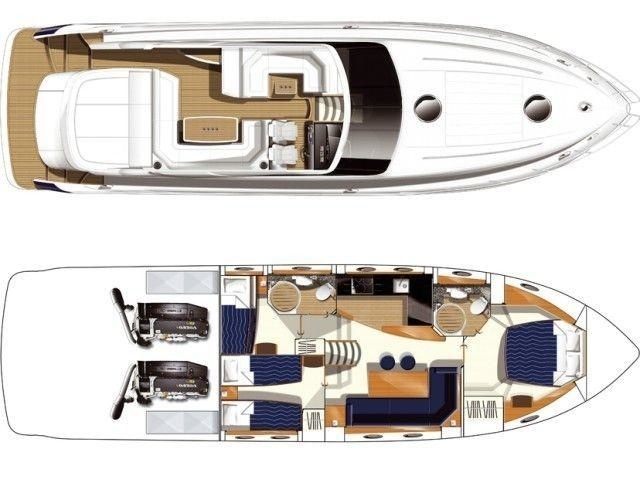 公主（Princess）V53中型运动游艇布局图