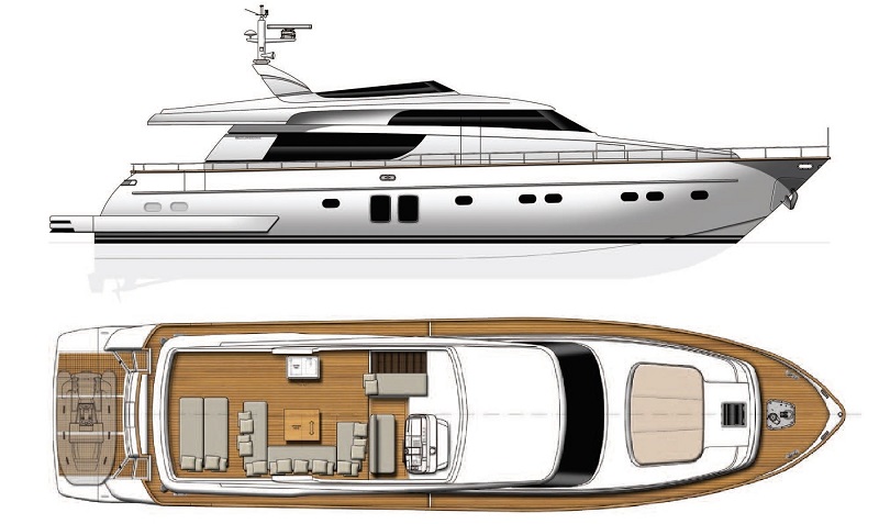 圣劳伦佐（Sanlorenzo）SL72豪华飞桥游艇布局图