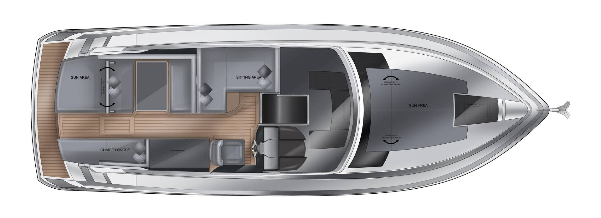 卡帝尔（Galeon）335HTS运动游艇布局图1