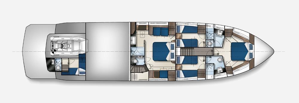 卡帝尔（Galeon）700Skydeck豪华游艇布局图2