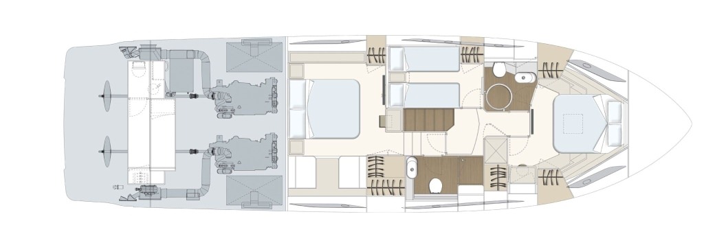 法拉帝（Ferretti）550飞桥游艇布局图2