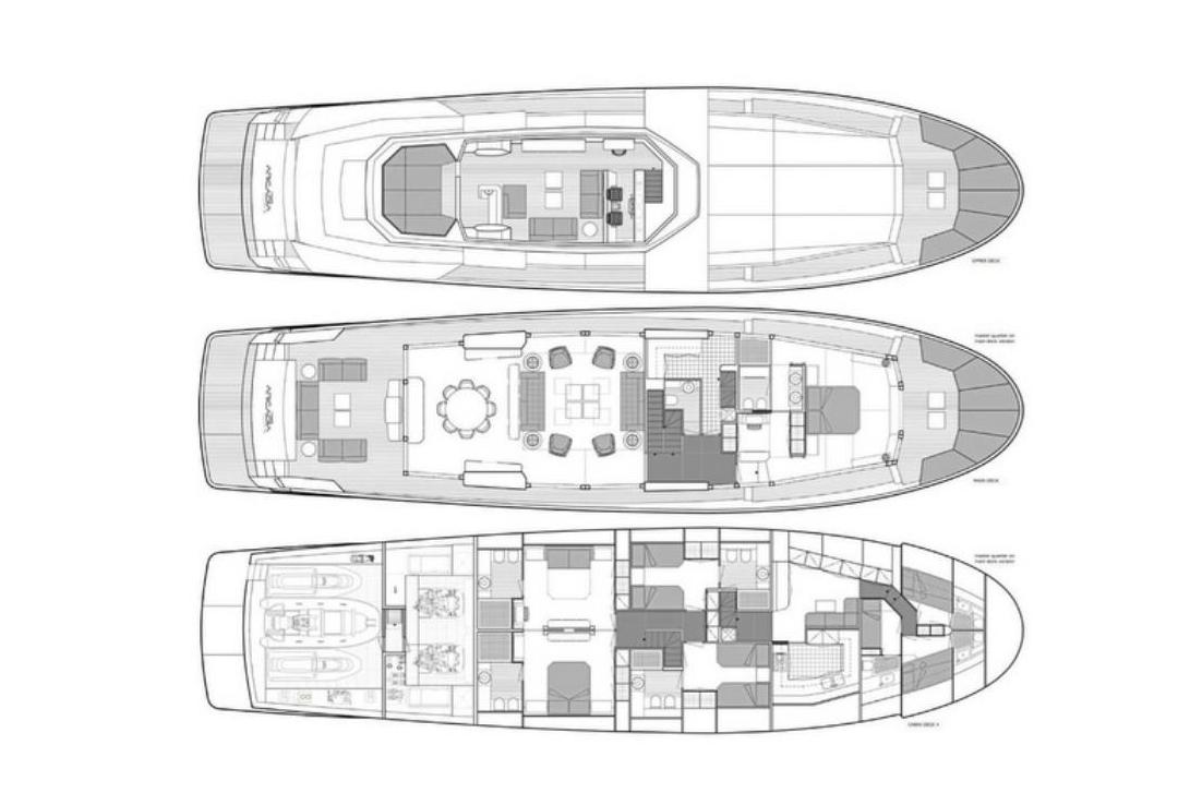 31米阿卡迪亚（Arcadia）100大型飞桥游艇布局图