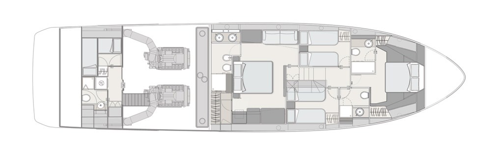 法拉帝（Ferretti）720飞桥游艇布局图2