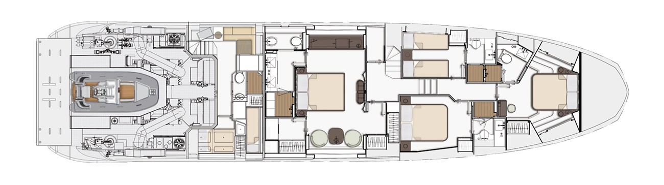 阿兹慕（Azimut）Grande25M豪华飞桥游艇布局图2