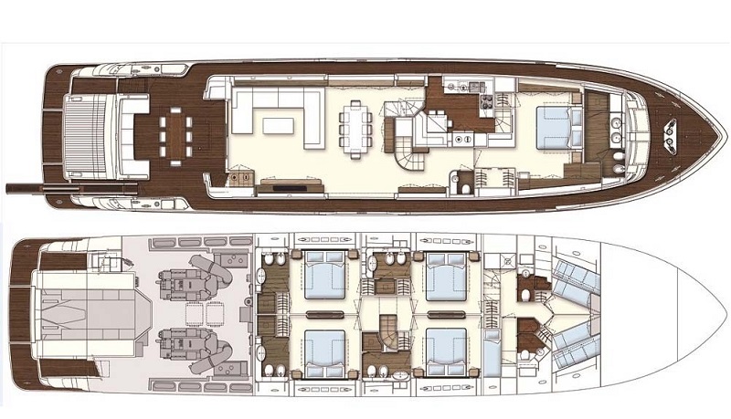 29米法拉帝（Ferretti）960豪华飞桥游艇设计图