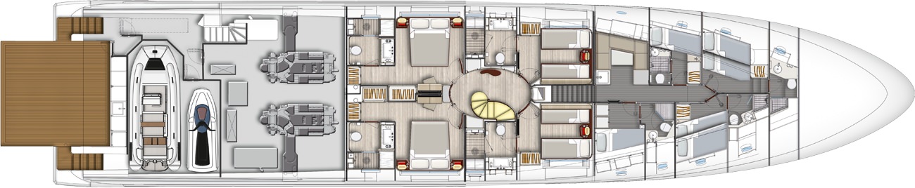 阿兹慕（Azimut）Grande 35M飞桥游艇布局图2