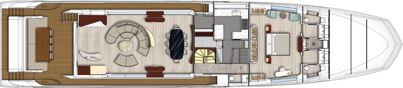 阿兹慕（Azimut）Grande 35M飞桥游艇布局图1